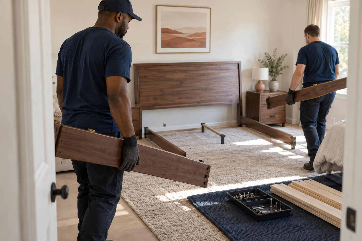 Bed Removal planning in a residential bedroom