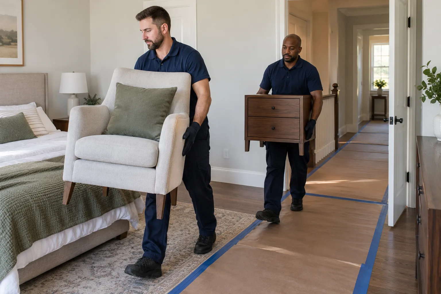 A second view of bedroom furniture removal handling and access
